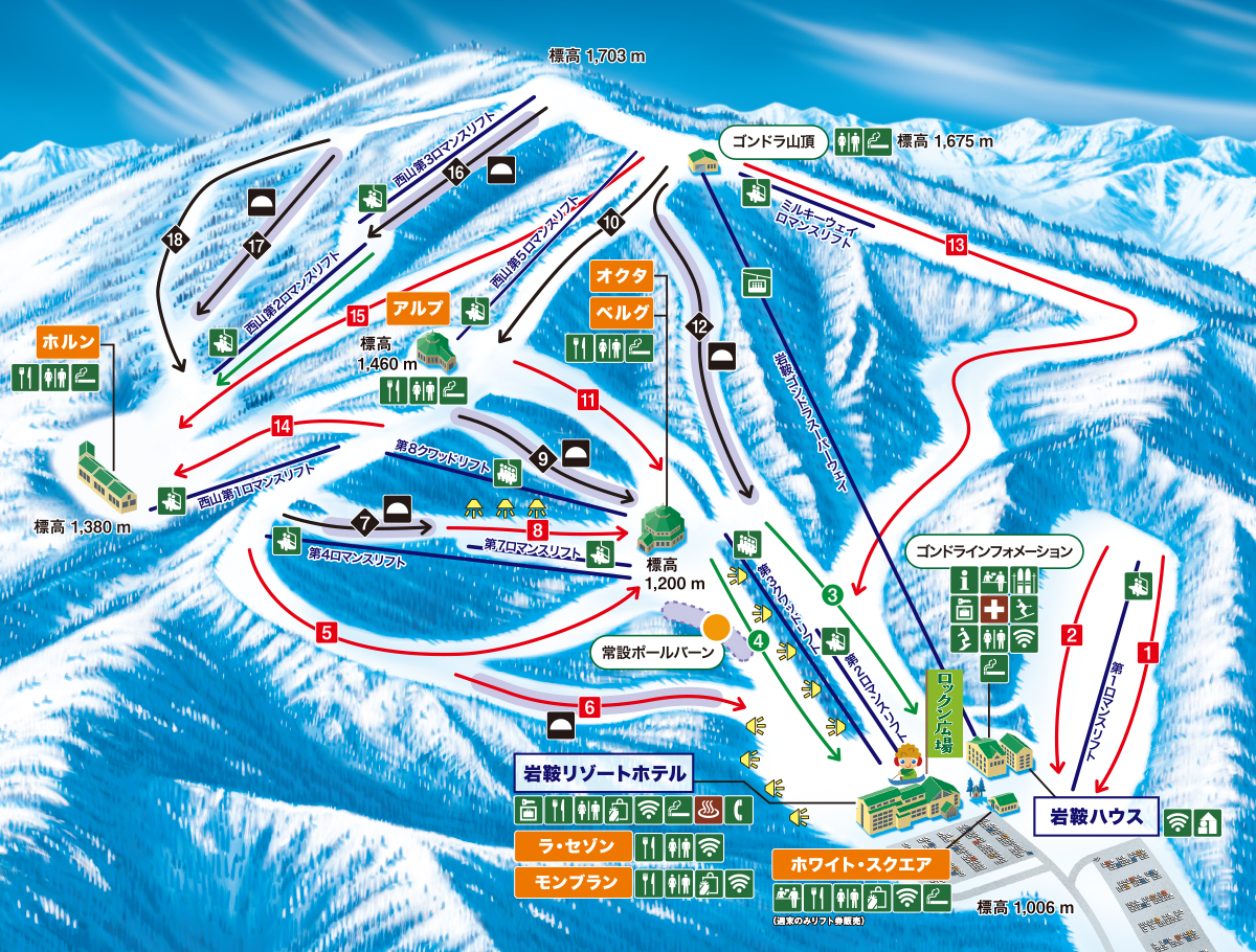 ホワイトワールド尾瀬岩鞍コースマップ